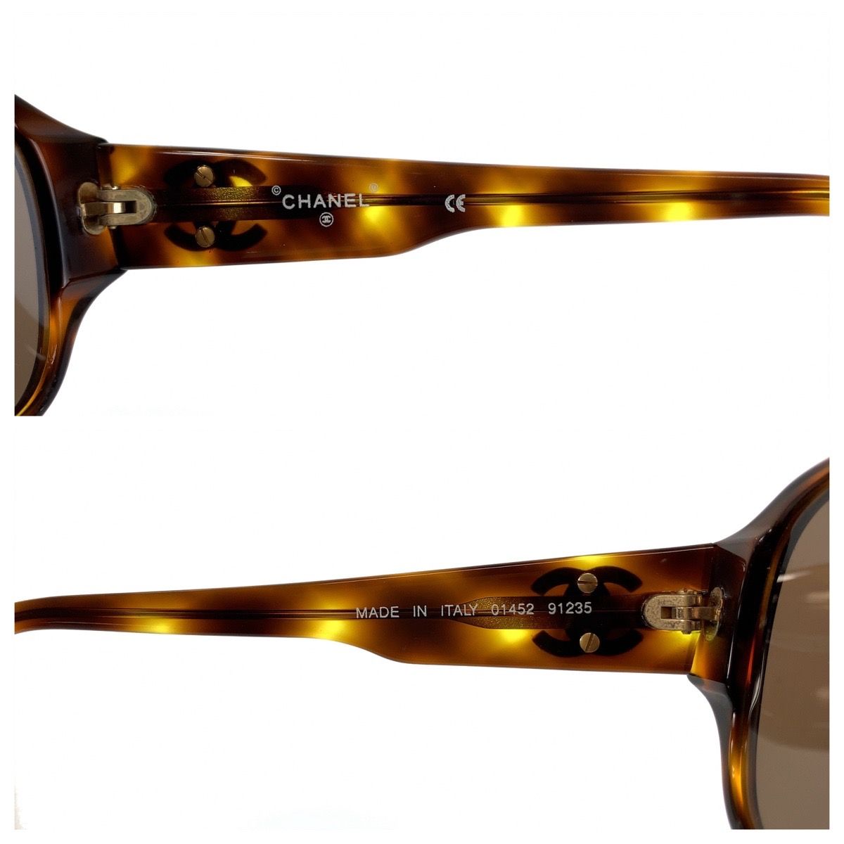 美品 CHANEL シャネル ココマーク マーブル ブラウン ゴールド金具