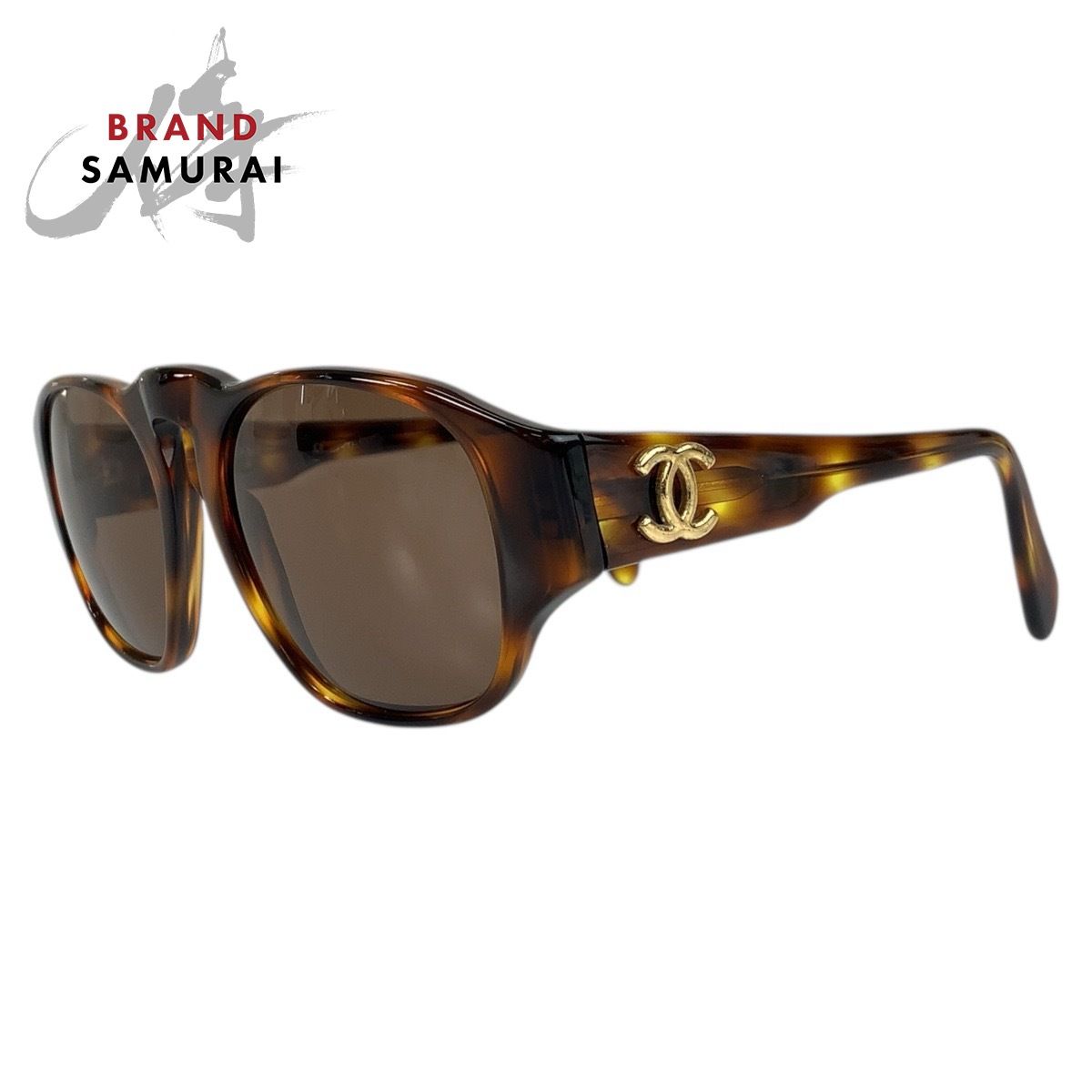 美品 CHANEL シャネル ココマーク マーブル ブラウン ゴールド金具