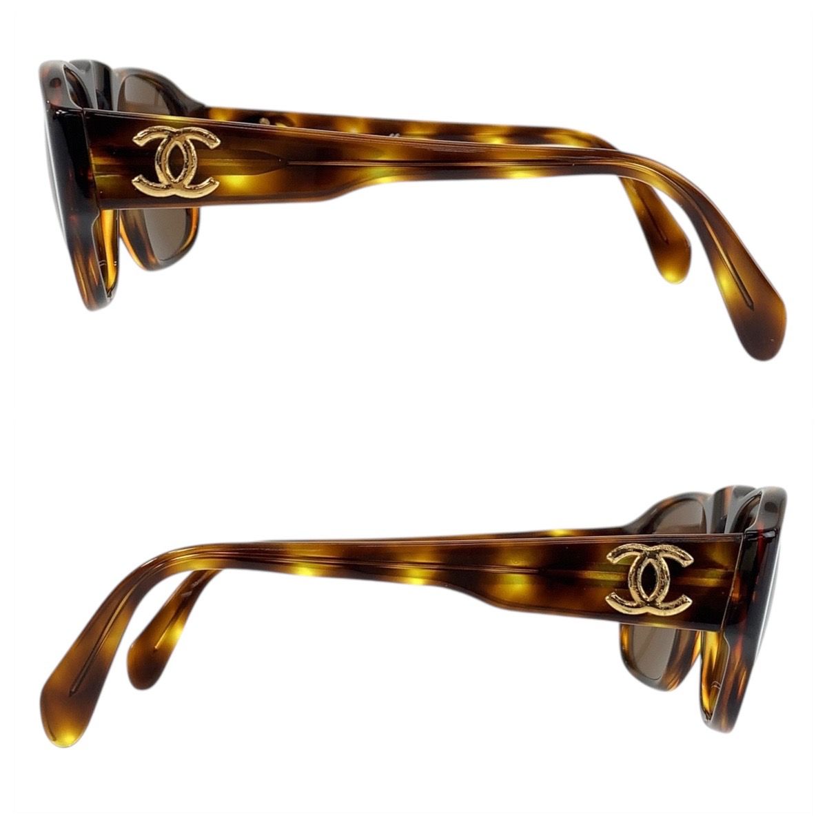 美品 CHANEL シャネル ココマーク マーブル ブラウン ゴールド金具