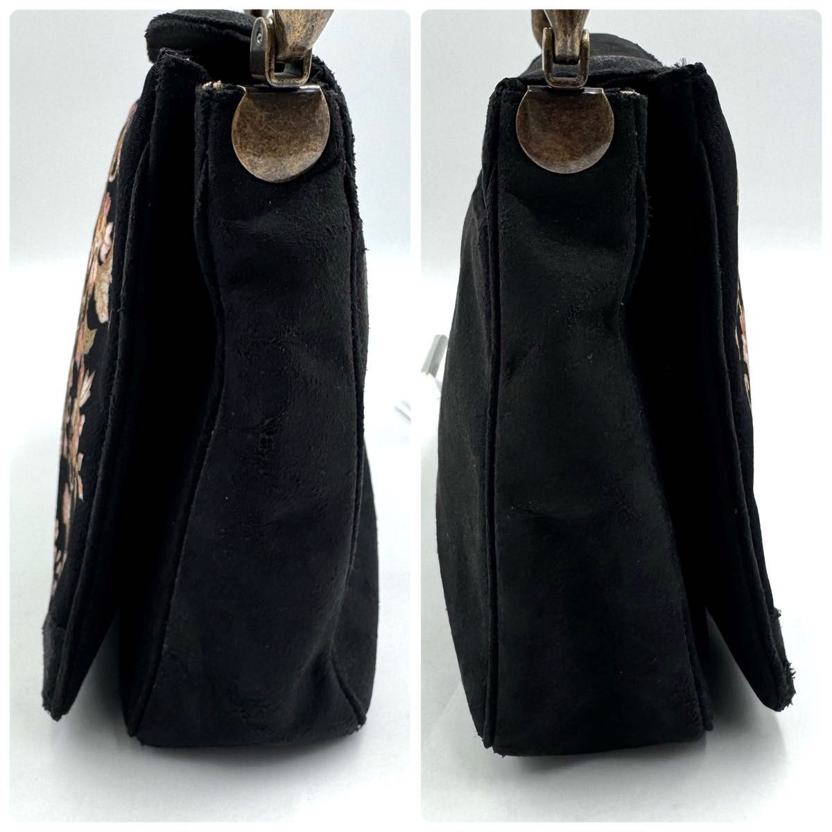 希少 皇室御用達】岡重 OKAJIMA ハンドバッグ 花柄 和装バッグ シルク