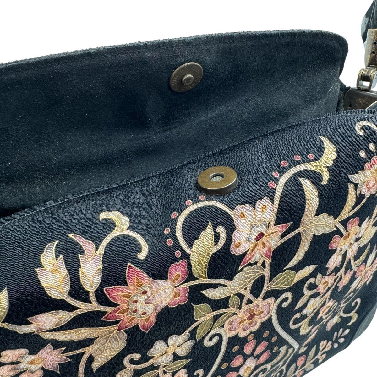 希少 皇室御用達】岡重 OKAJIMA ハンドバッグ 花柄 和装バッグ シルク