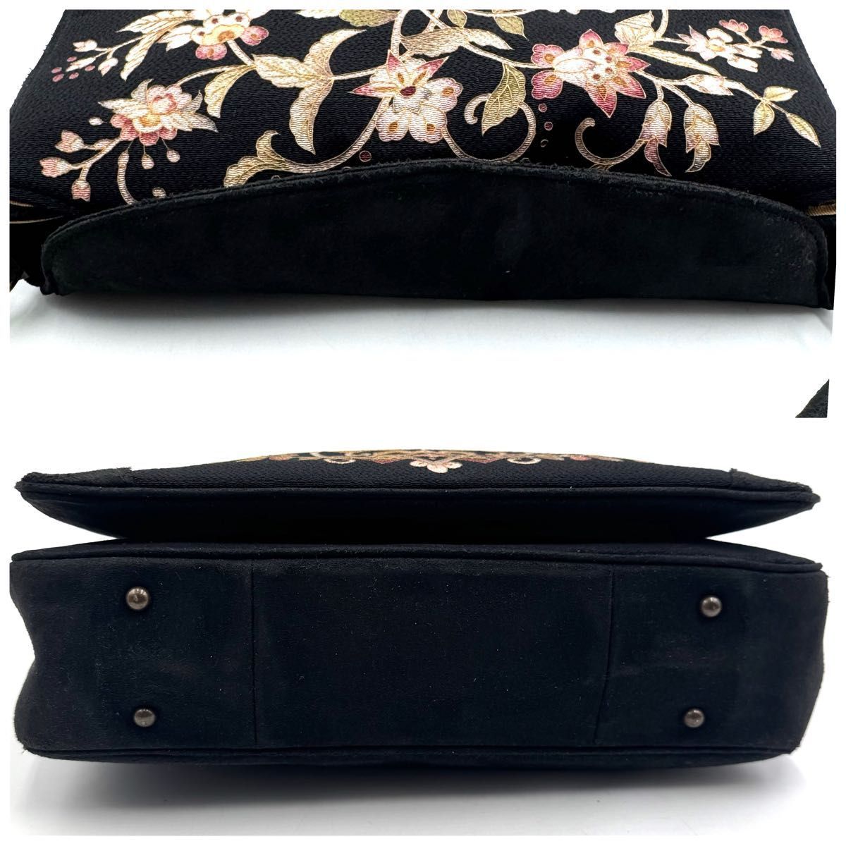 希少 皇室御用達】岡重 OKAJIMA ハンドバッグ 花柄 和装バッグ シルク