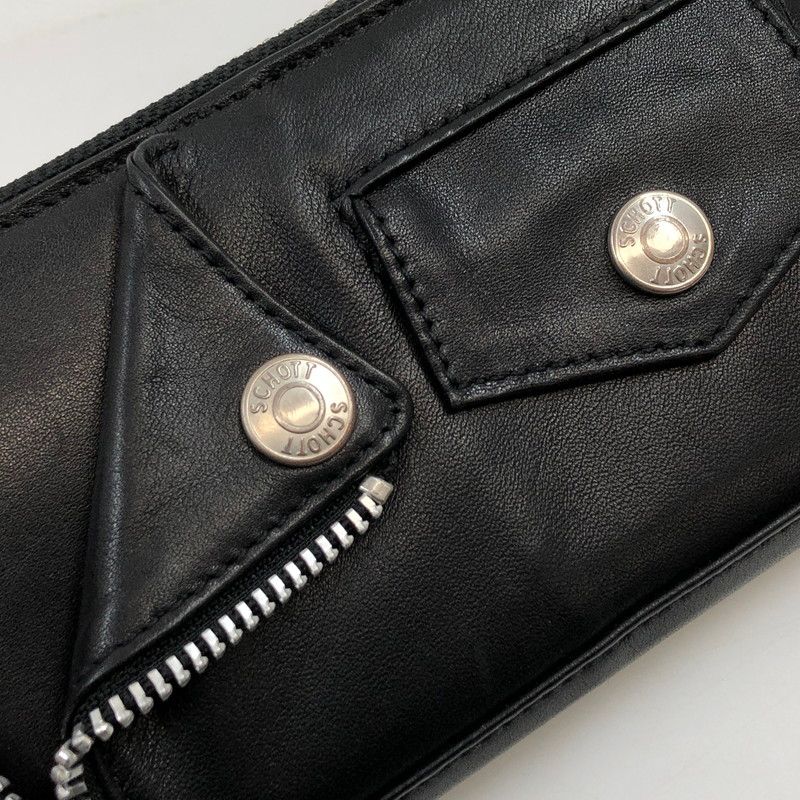中古品】schott ショット LEATHER RIDERS ZIP WALLET レザー