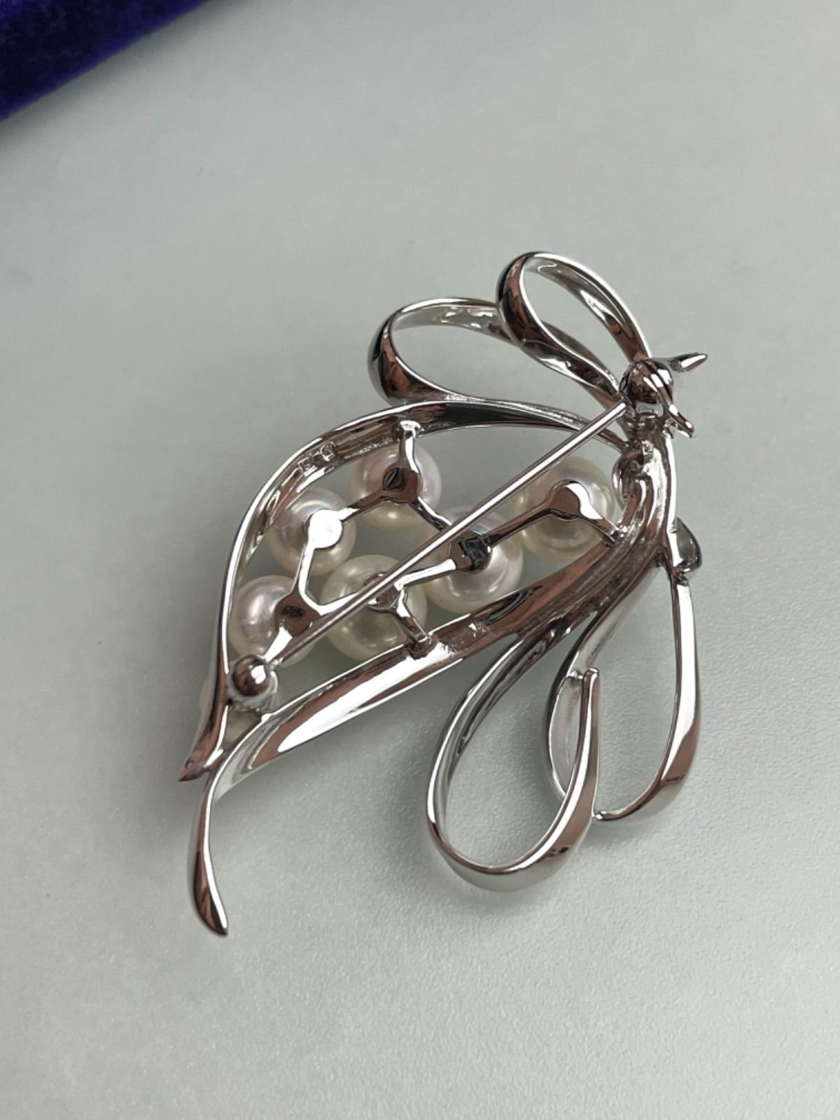 極美品】MIKIMOTO ミキモト アコヤ真珠 ブローチ シルバー 5.5-7.0mm
