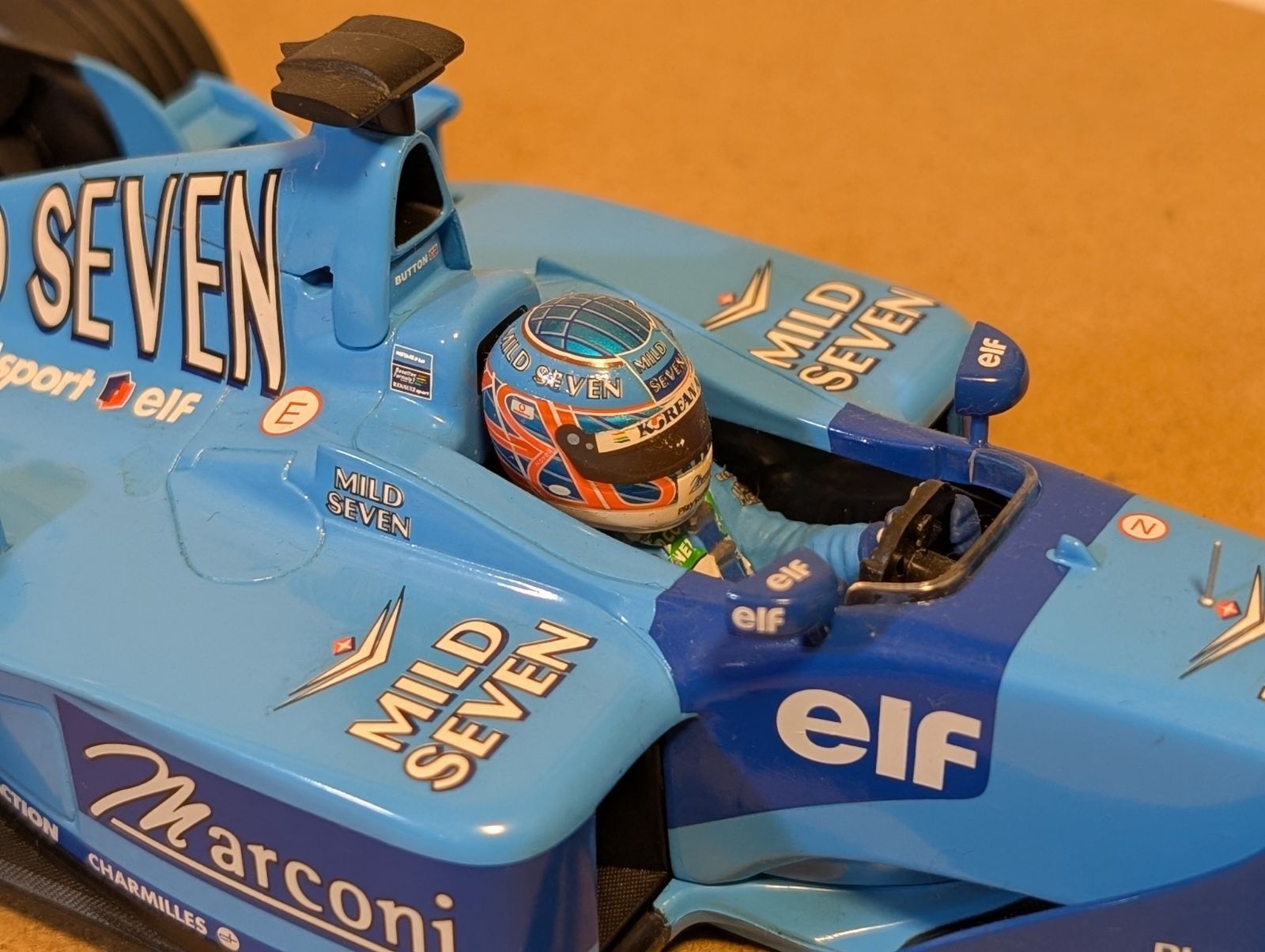 タバコデカール加工1/18ミニチャンプス ベネトンB201 ジェンソン