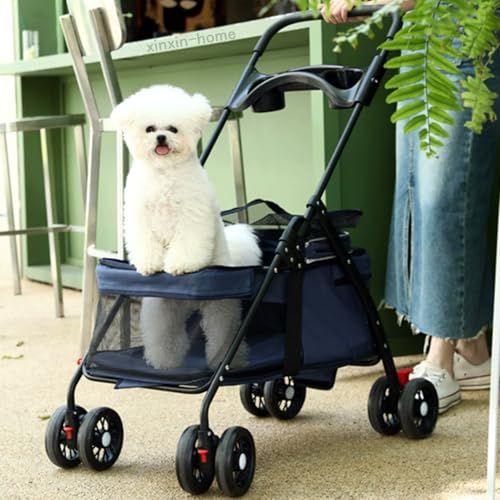 ペットカート 折りたたみ式 コンパクト収納 ペットカー 軽量 通気性 夏 暑さ対策 散歩 お出かけ 抜けない 4輪 広いスペース 360°自在キャスター ブレーキ付き 飛び出し防止リード付き シートベルト付き 小型犬?中型犬?猫? 08 d 5 a 671