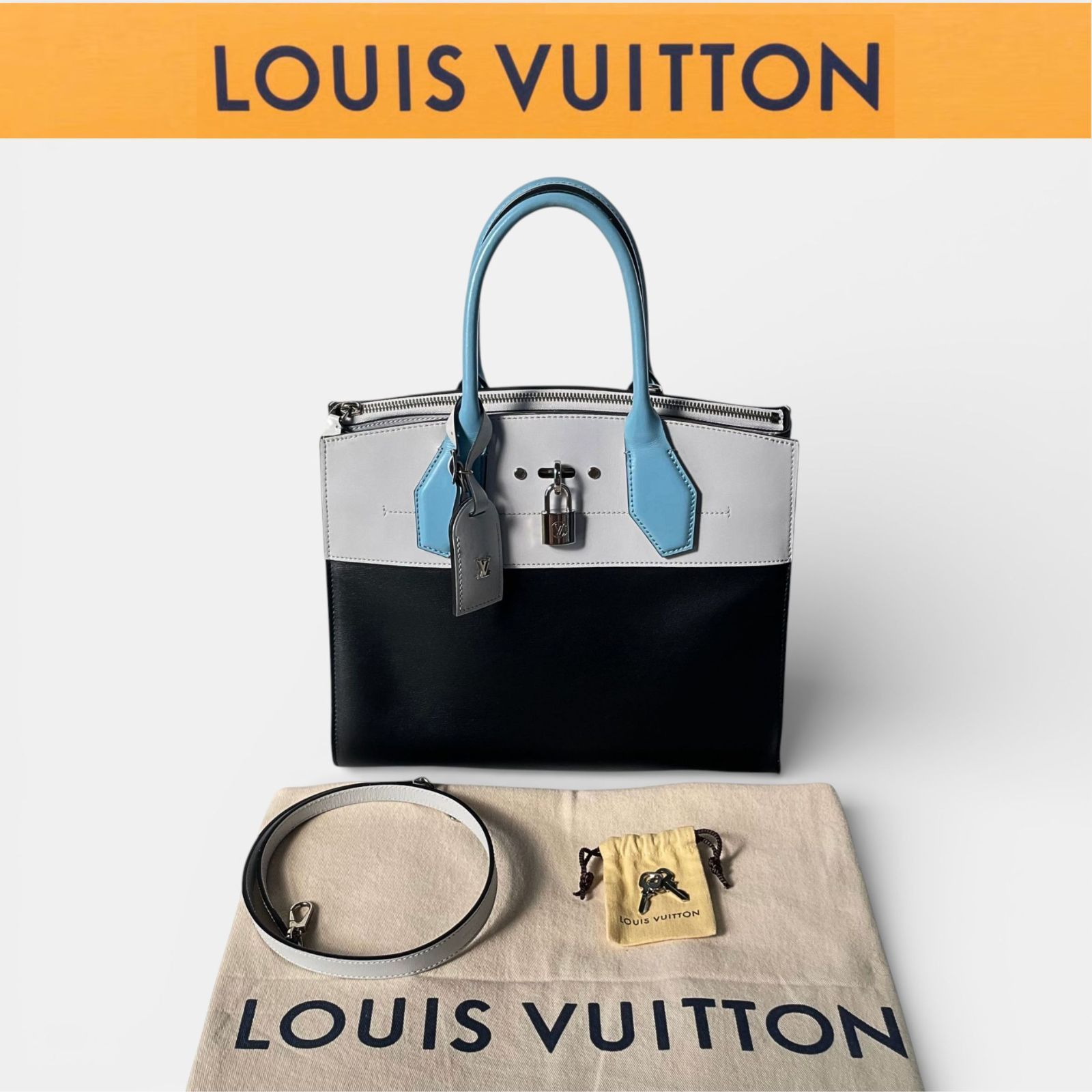 LOUIS VUITTON ルイヴィトン シティスティーマーMM 2way レディース ハンドバッグ ショルダーバッグ ブルー ブラック M42435