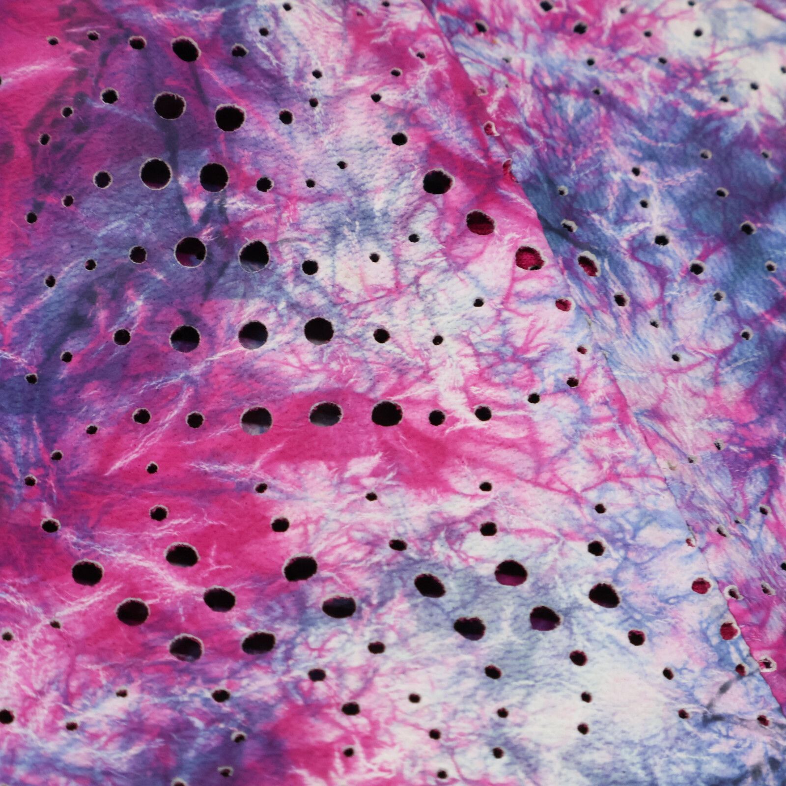 ZELE-PARIS ゼルパリ ﾋﾟﾝｸ×ﾊﾟｰﾌﾟﾙ ﾀｲﾀﾞｲ柄ﾊﾟﾝﾁﾝｸﾞｱｼﾝﾒﾄﾘｰﾚｻﾞｰｼﾞｬｹｯﾄ  