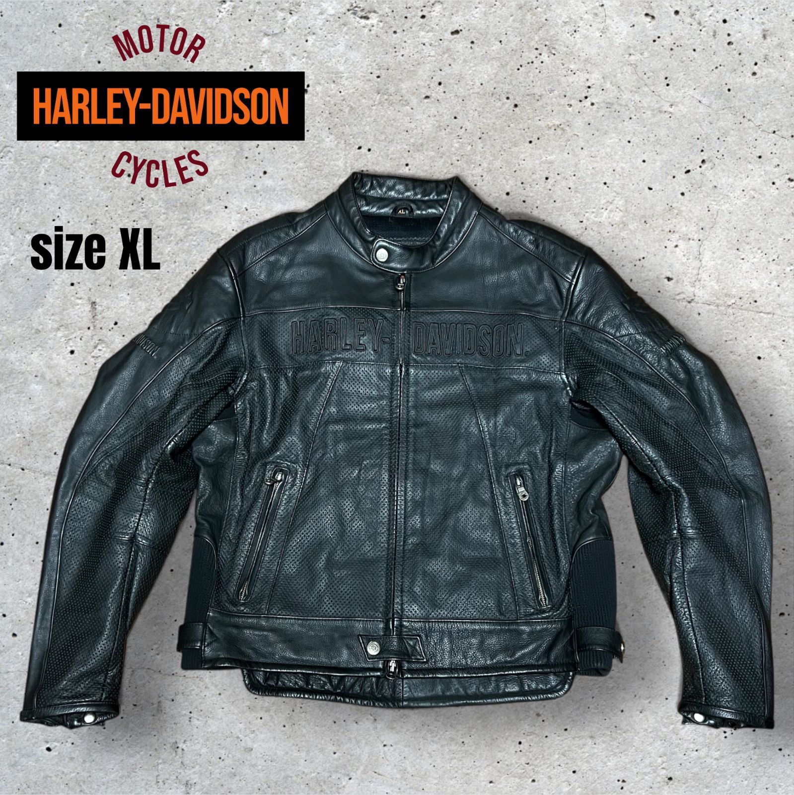 Harley-Davidson 本革 シングルライダースジャケット メッシュパネル