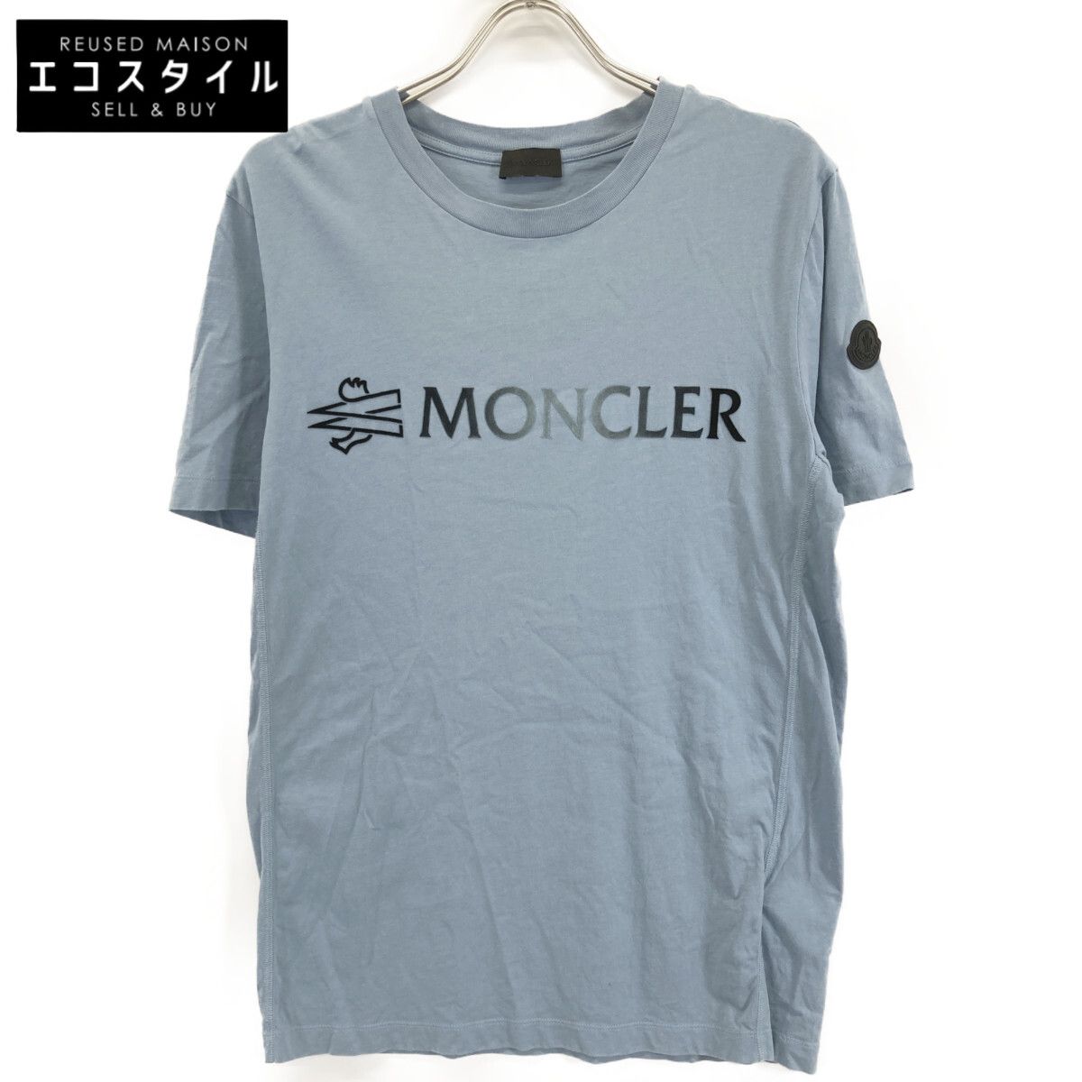 MONCLER モンクレール ﾗｲﾄﾌﾞﾙｰ 22年 ﾛｺﾞ 半袖Tｼｬﾂ Ⅿ - メルカリ