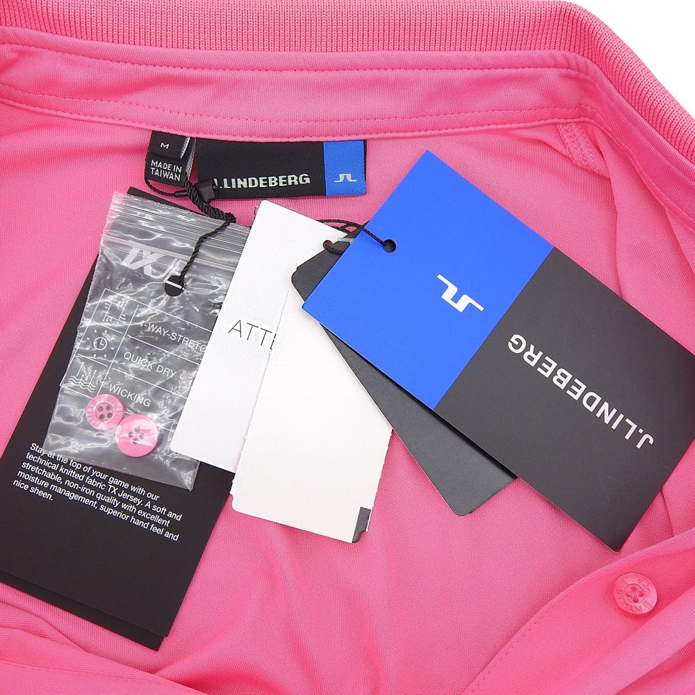 新品 J. Lindeberg レディース ポロシャツ SS レッド/ピンク ジェイリンドバーグ JL 【速乾ストレッチ】バイカラー切替半袖