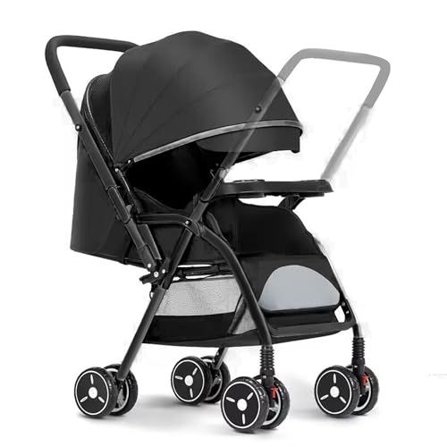 ベビーカー 両対面 折りたたみ コンパクト 軽量 新生児?3歳 リクライニング 日除け 覗き窓 安全規格認証 m