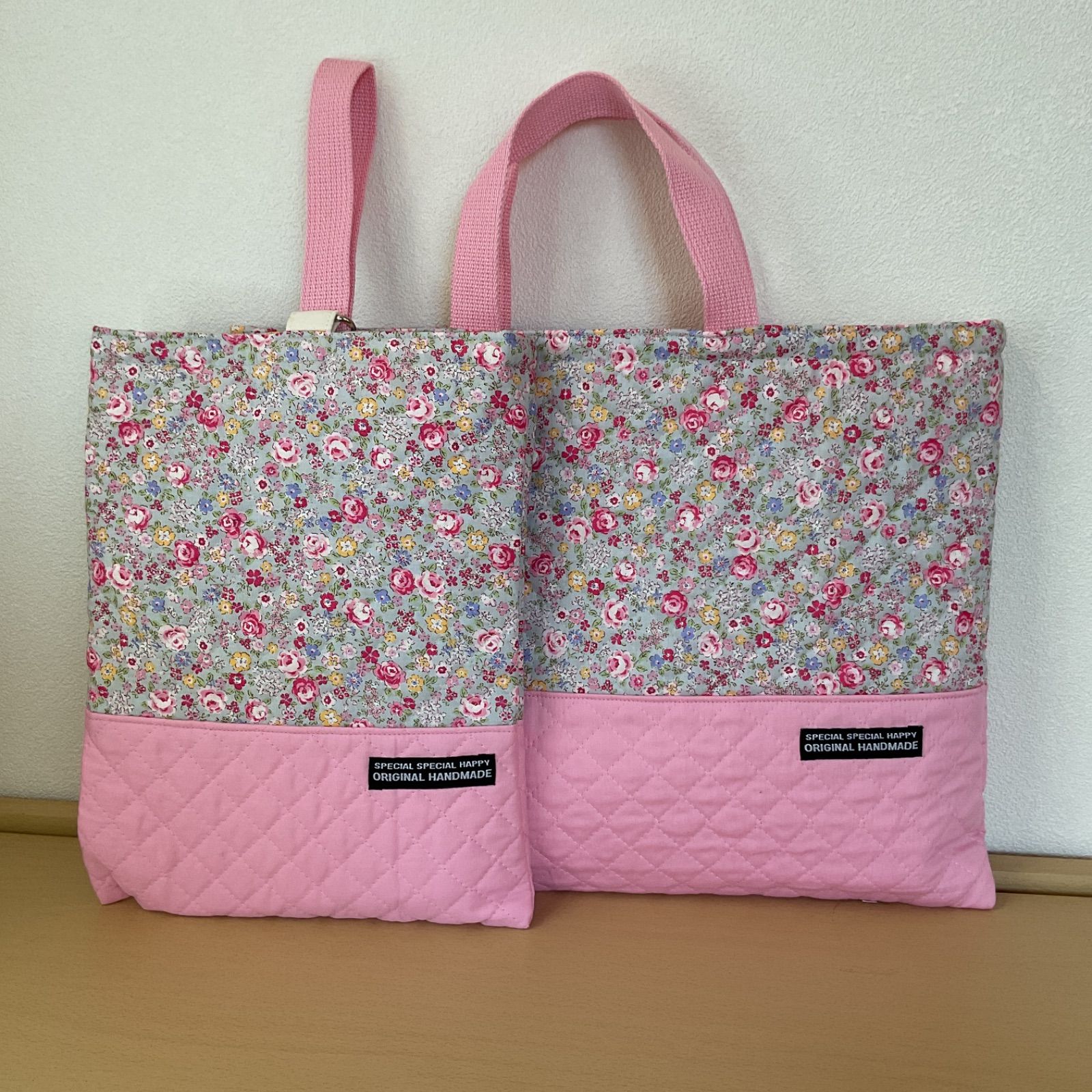 入園入学準備2点セット りんりんのハンドメイド レッスンバッグ 上履き