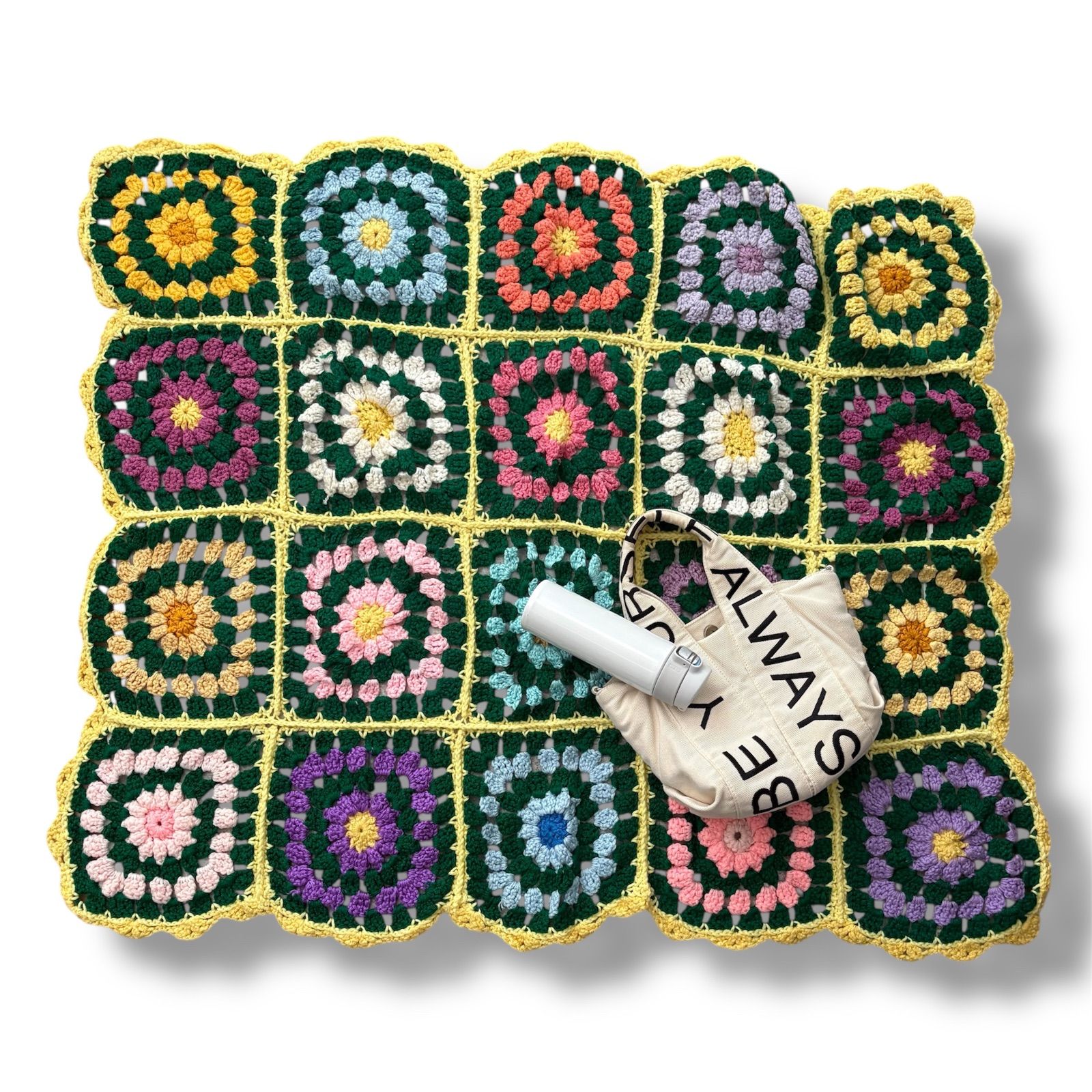 BQKH レース ニット ラグ ビンテージ 緑 紫ドイリー ブランケット Y