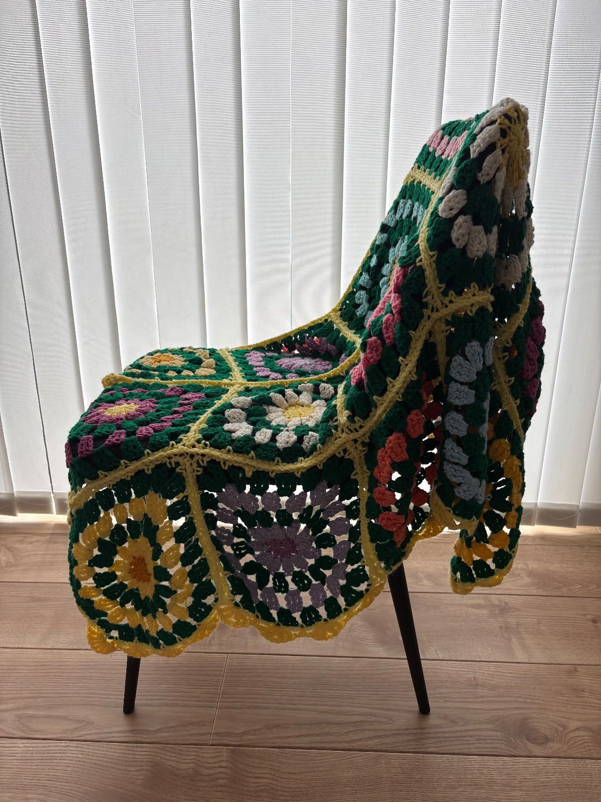 大判 グラニースクエア ニット ブランケット ラグ ソファーカバー