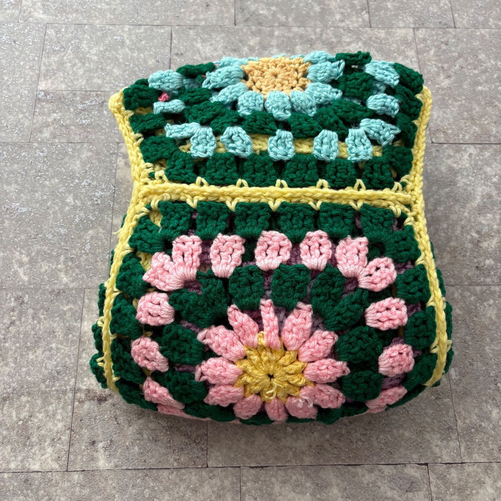 BQKH レース ニット ラグ ビンテージ 緑 紫ドイリー ブランケット Y