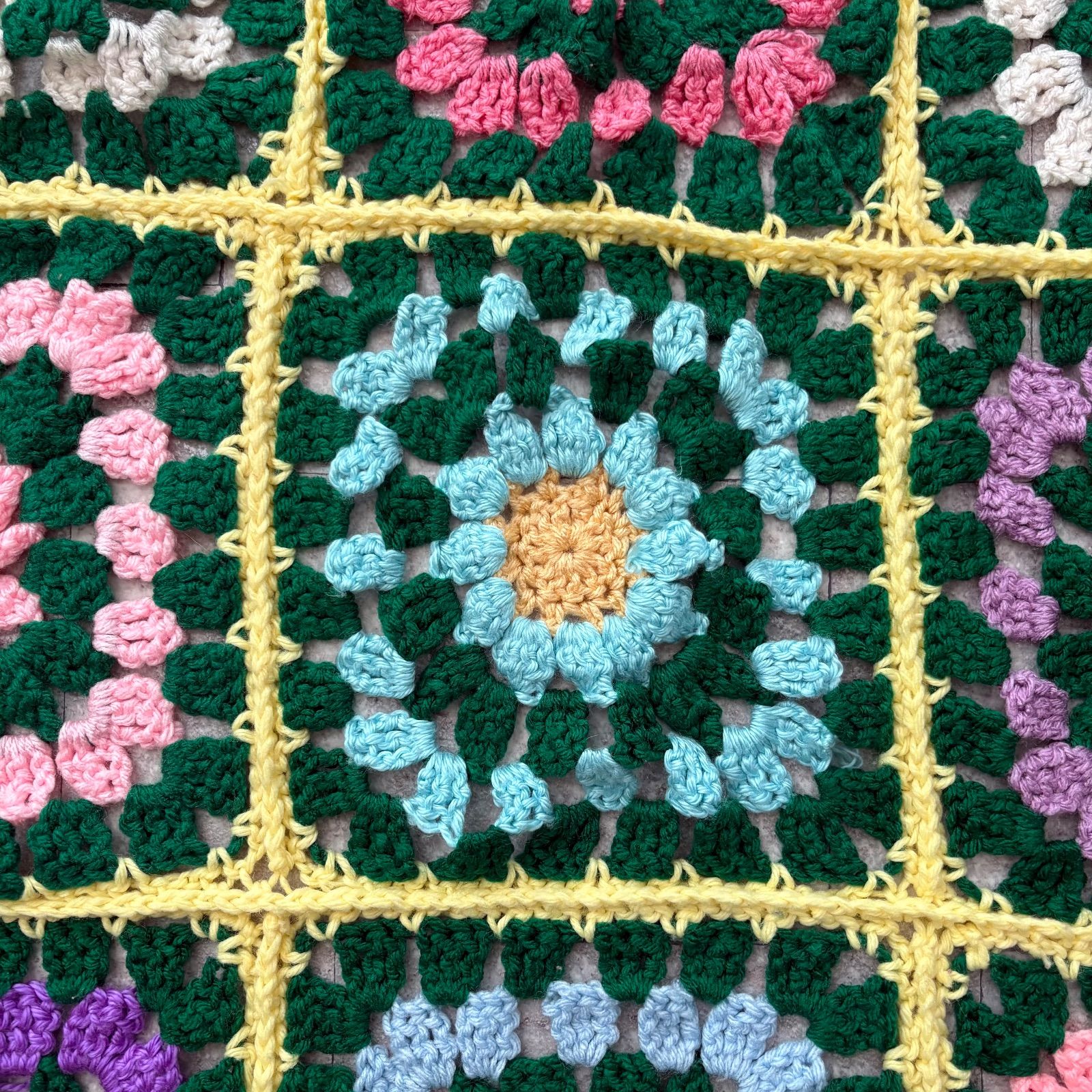 大判 グラニースクエア ニット ブランケット ラグ ソファーカバー