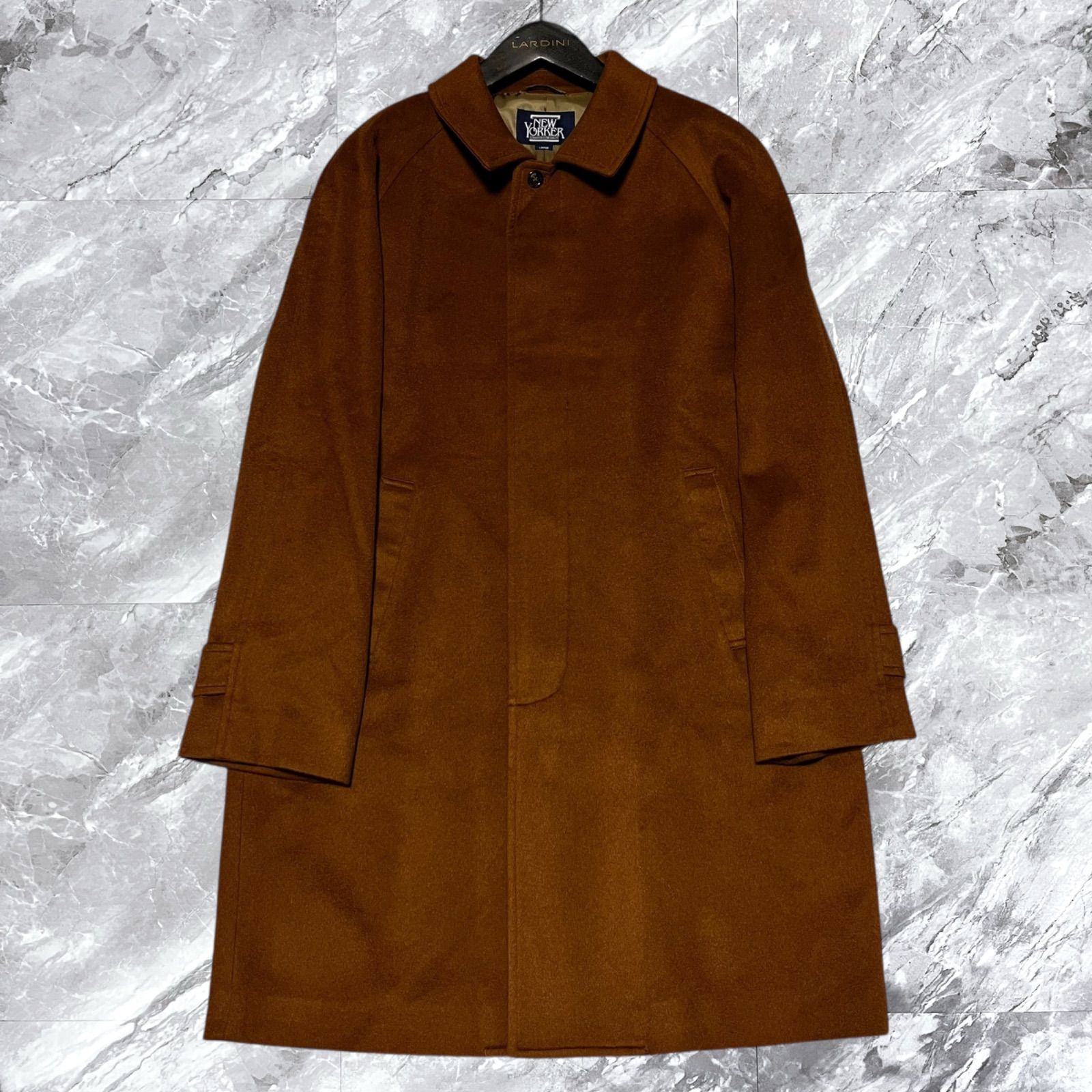D'URBAN カシミヤ100% ロング ブラウン ステンカラーコート 比翼 未使用級 NEWYOKER ニューヨーカー ステンカラーコート ロングコート