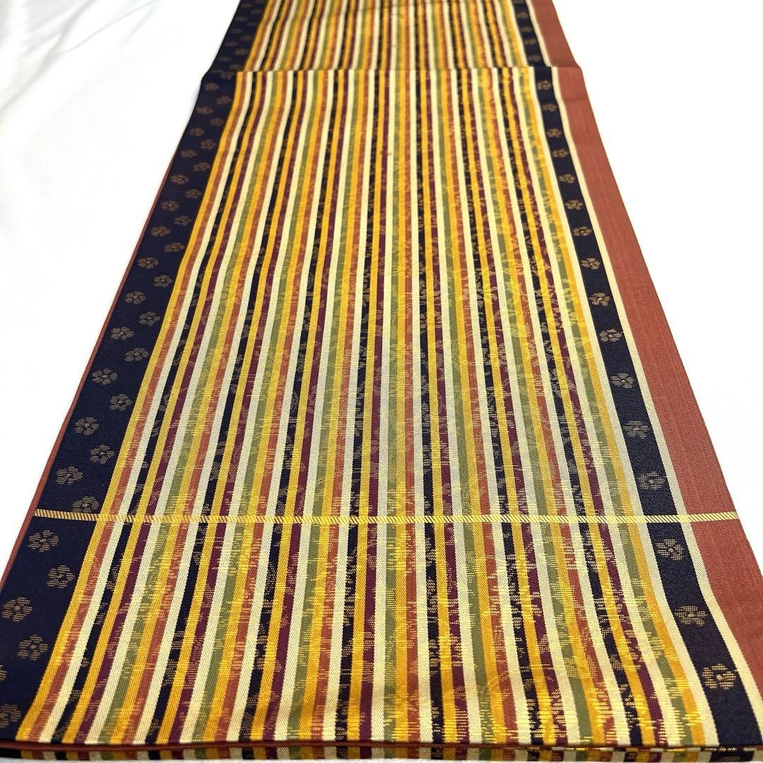 袋帯　縦縞　花模様　カラフル　金糸　着物　093tz 袋帯 縦縞 花模様 カラフル 金糸 着物 093tz 【公式通販】