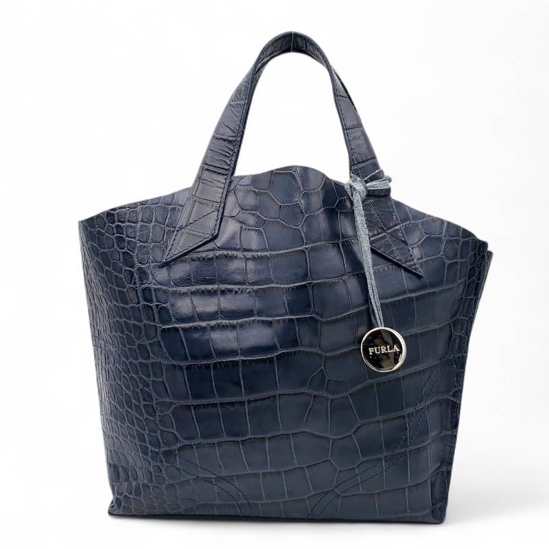FURLA フルラ ハンドバッグ クロコ型押し レザー 本革 イタリア製