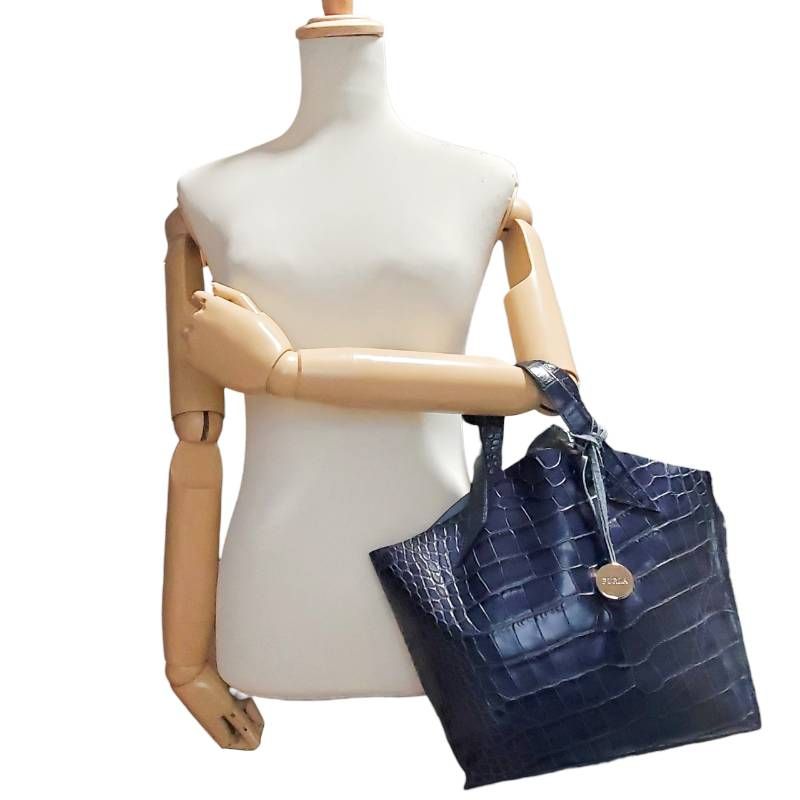 FURLA フルラ ハンドバッグ クロコ型押し レザー 本革 イタリア製