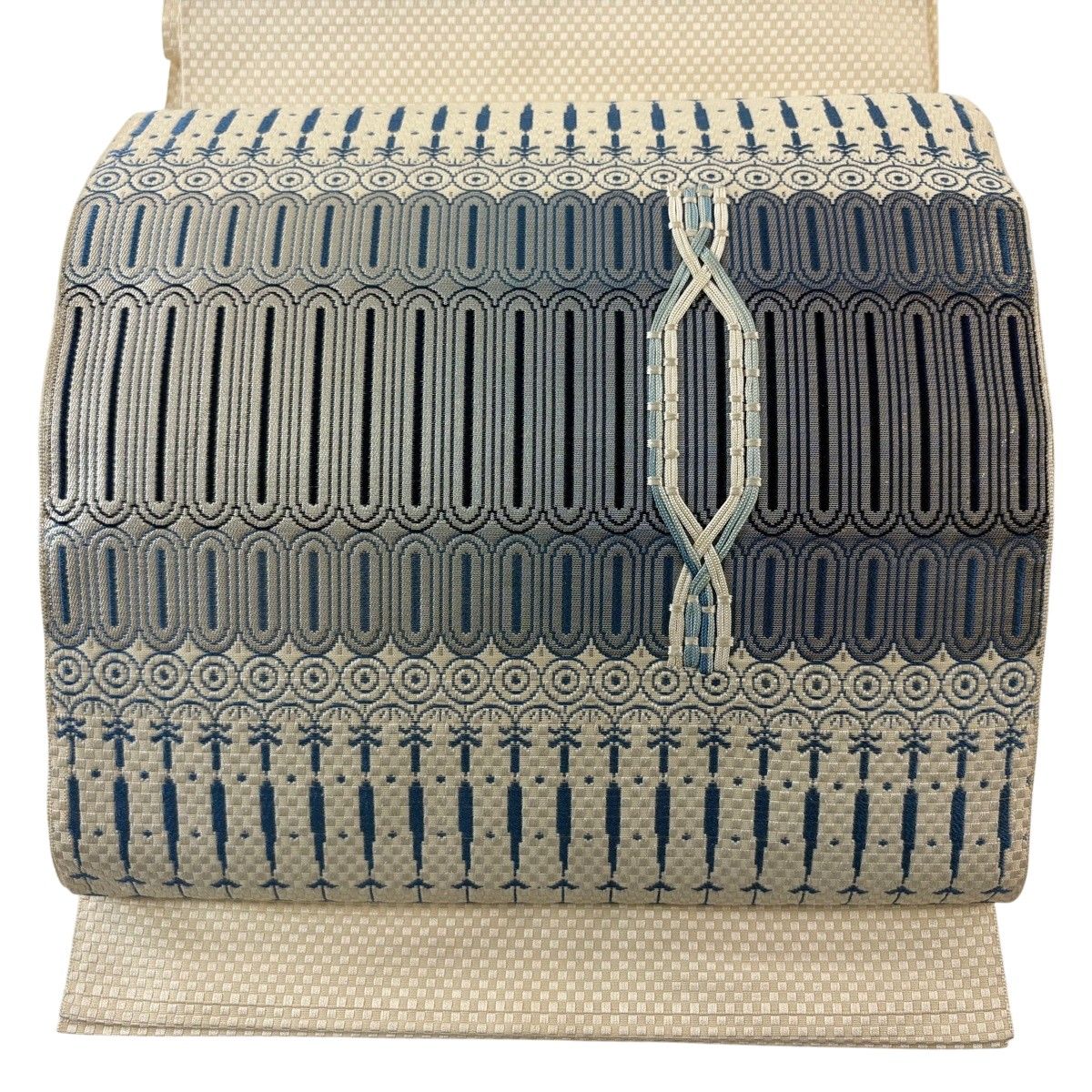 名古屋帯 名品 八寸名古屋帯 幾何学 クリーム 正絹 【中古】 - メルカリ