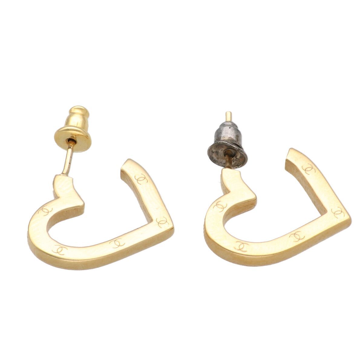 中古】 CHANEL シャネル ピアス ハート フープ ピアス 両耳 ゴールド 
