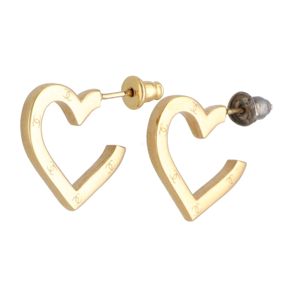 中古】 CHANEL シャネル ピアス ハート フープ ピアス 両耳 ゴールド