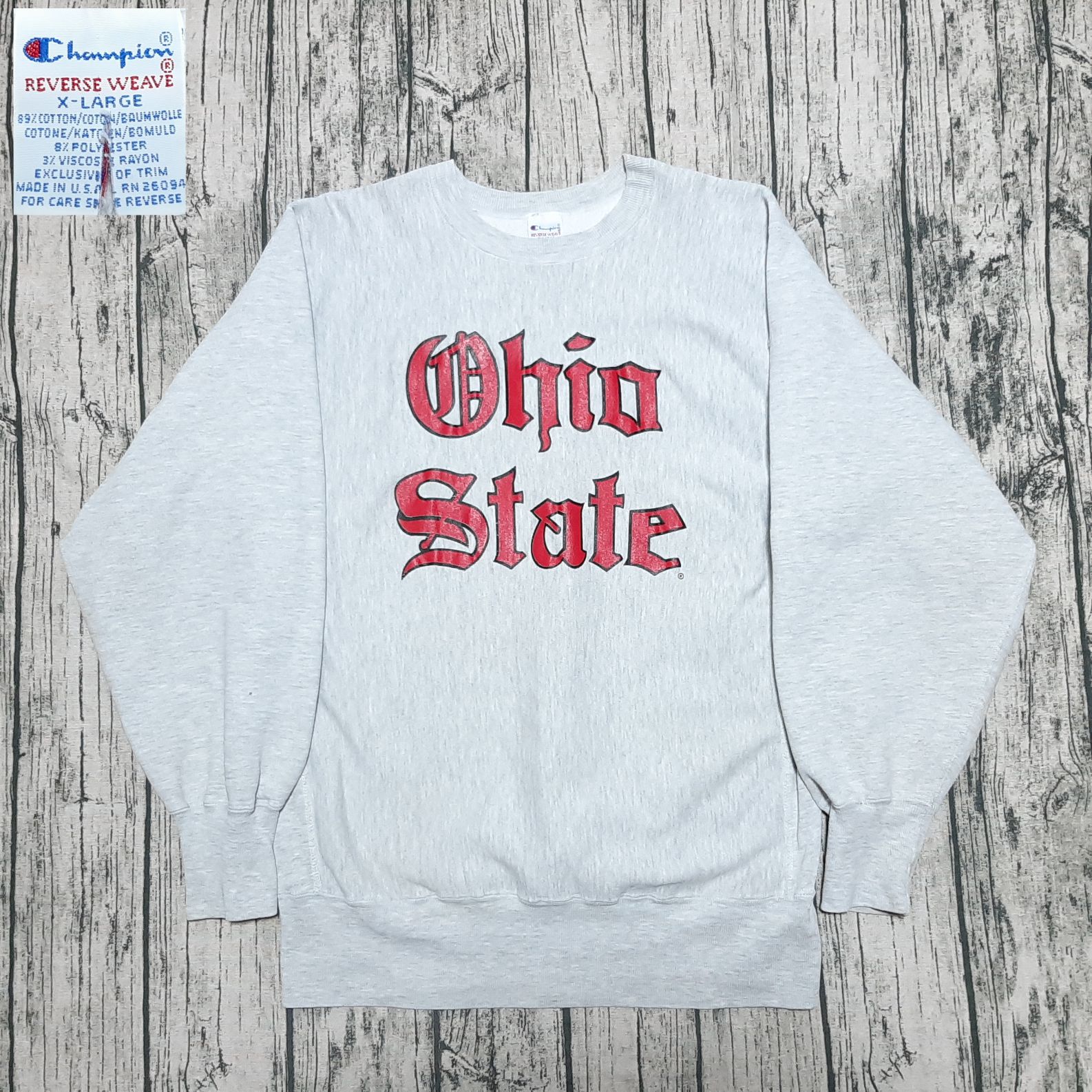 size XL】USA製 90s 刺繍タグ Champion Reverse Weave Ohio State