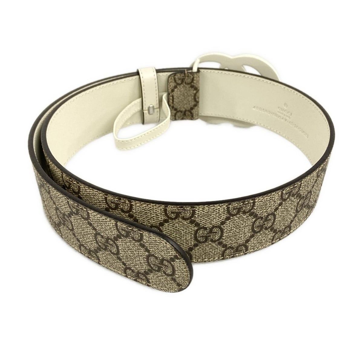GUCCI(グッチ) ベルト美品 GGマーモント ベルト 400593 白×グレー