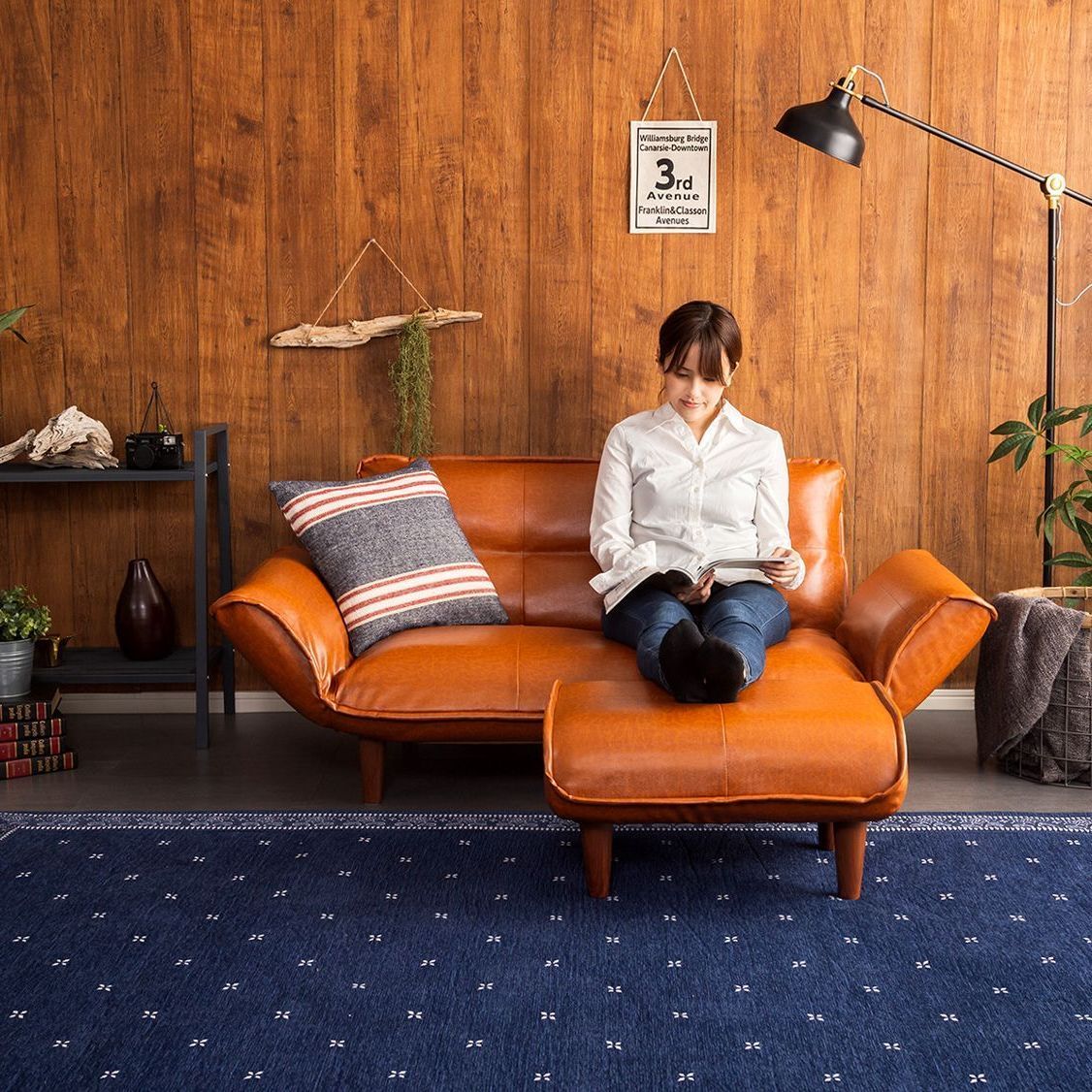 ♪2人掛 レザー調 カウチソファセット ソファ オットマン ソファ カウチ カウチソファ オットマン 1人暮らし ワンルーム