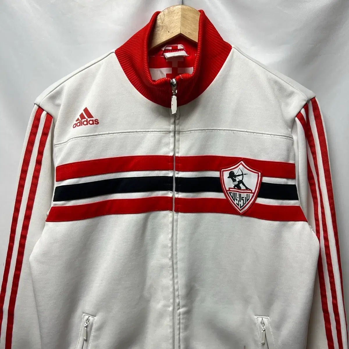 正規品/100 アディダス エジプト ザマレク 白赤 3本線 トラック