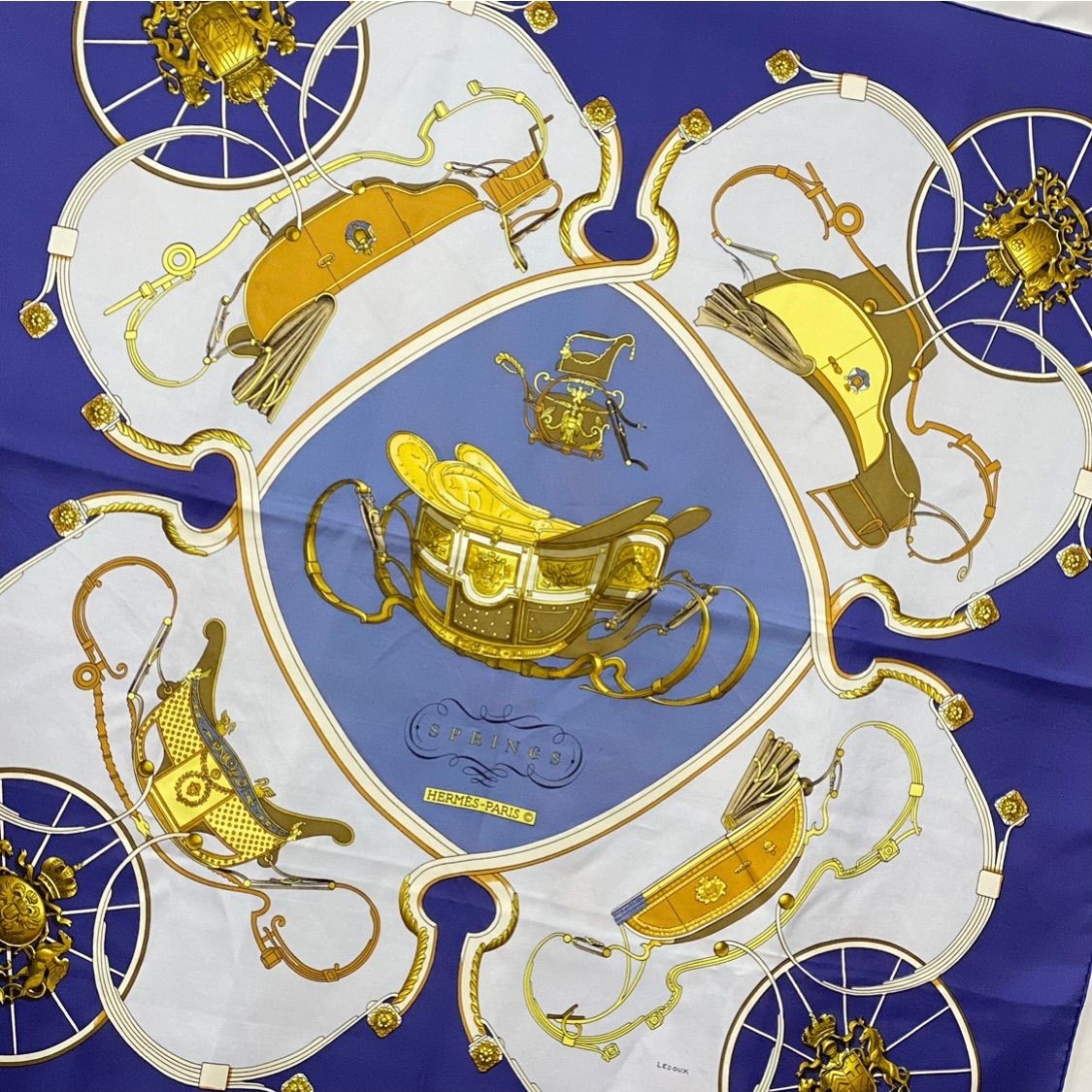 エルメス カレ90 SPRINGS シルクスカーフ スプリング ネイビー HERMES