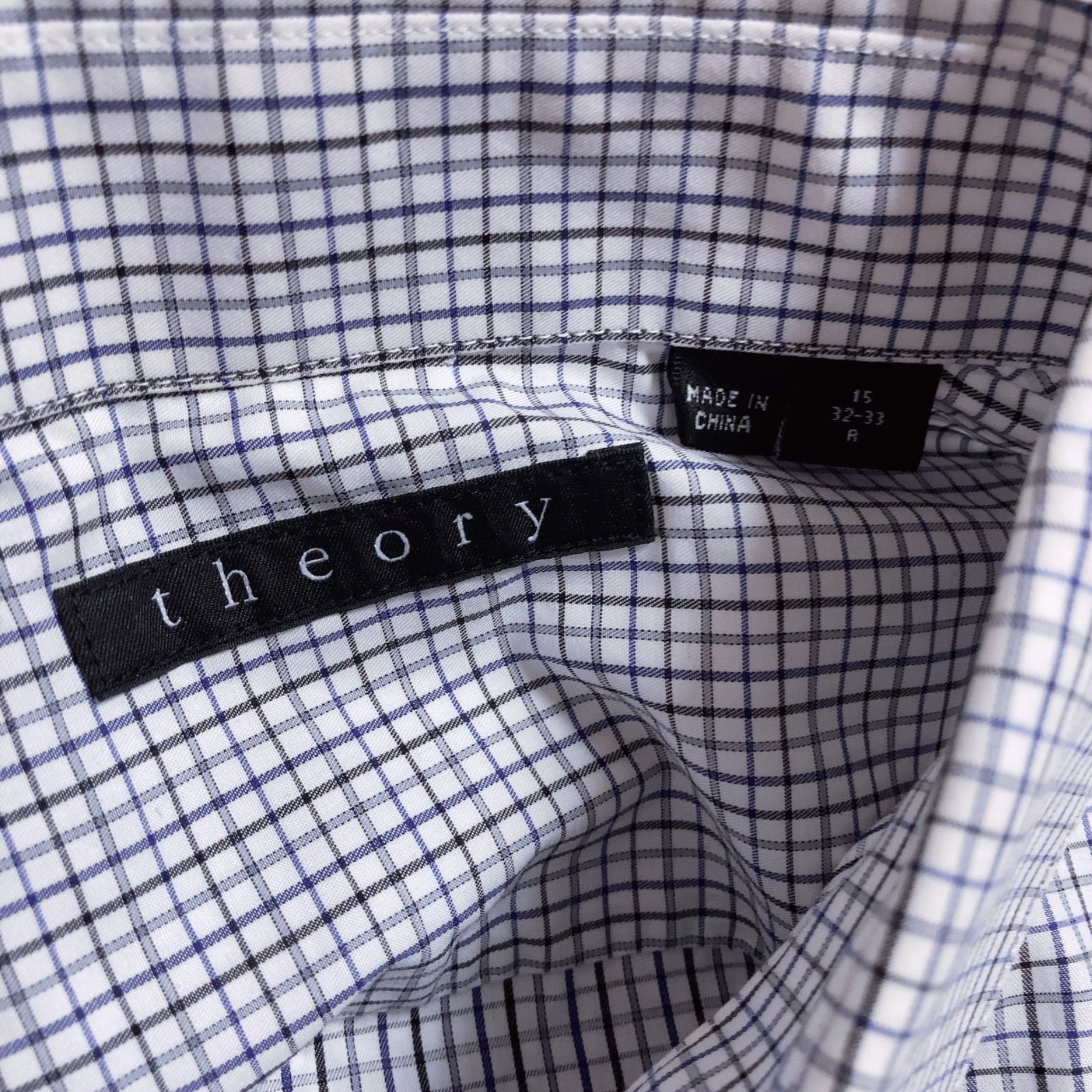 RE332【美品】Theory セオリー 長袖チェックシャツ モノトーン メンズ 