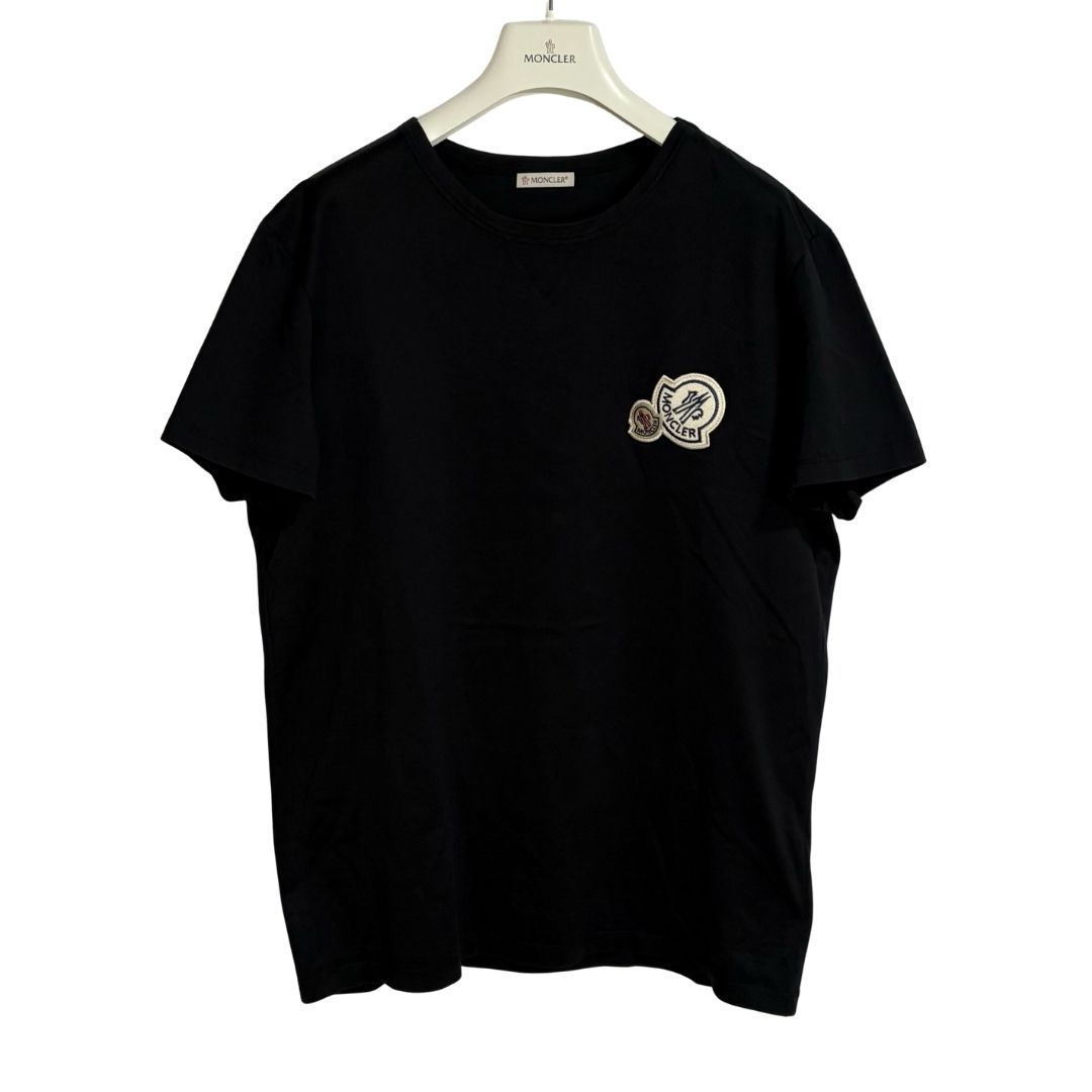 【美品】MONCLER カーキ　ダブルワッペン　Tシャツ Lサイズ 美品】MONCLER カーキ ダブルワッペン Tシャツ Lサイズ 美品】MONCLER