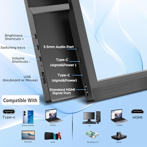 モバイルモニター 13 3インチ Kenowa 小型モニター HD 1366 768 解像度 スピーカー内蔵 60 Hz 5 ms 薄型 Type C 標準HDMIポートPC Computer Laptop Raspberry pi 9932 4 a 0