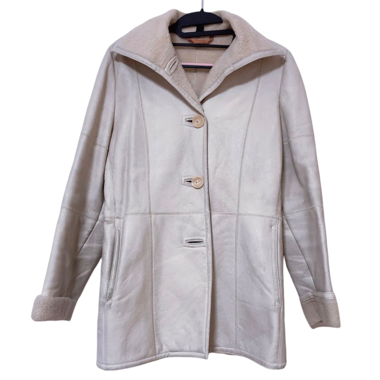 RE332 BONZ ボンズ レザー ムートンコート ジャケット ベージュ