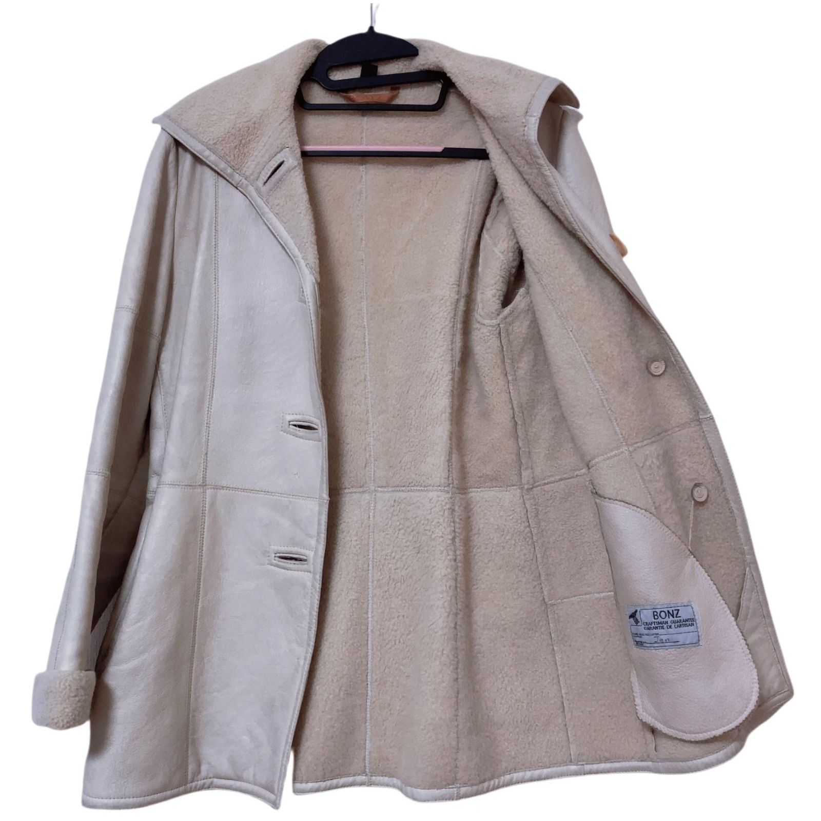 RE332 BONZ ボンズ レザー ムートンコート ジャケット ベージュ