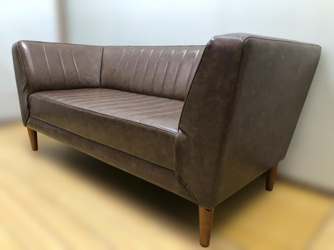  2人掛けソファ レザー調 ブラウン 福岡有名インテリアショップ モダン 北欧 カフェ風 待合 店舗什器 112925 3 060 省スペースソファベッド 2人掛け 3人掛けソファ ソファ ソファベッド
