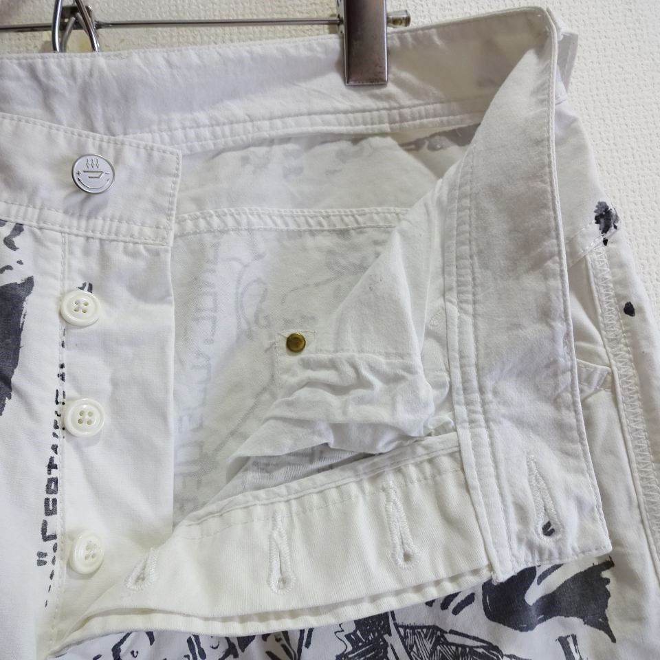 激レア★　ディーゼル　総柄 ペインターパンツ　W84cm　ルーズフィット　白×黒 DIESEL ディーゼル 総柄 ペインターパンツ W84cm / W29 / M ホワイト