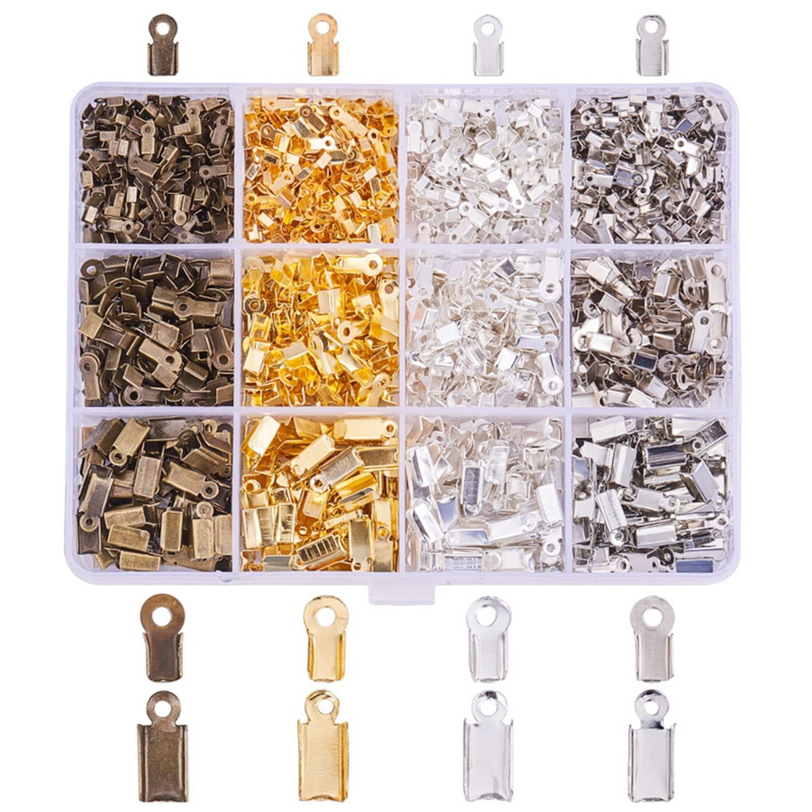 PH PandaHall 約1520個/箱 4色 3サイズ カシメ 紐留め エンドパーツ