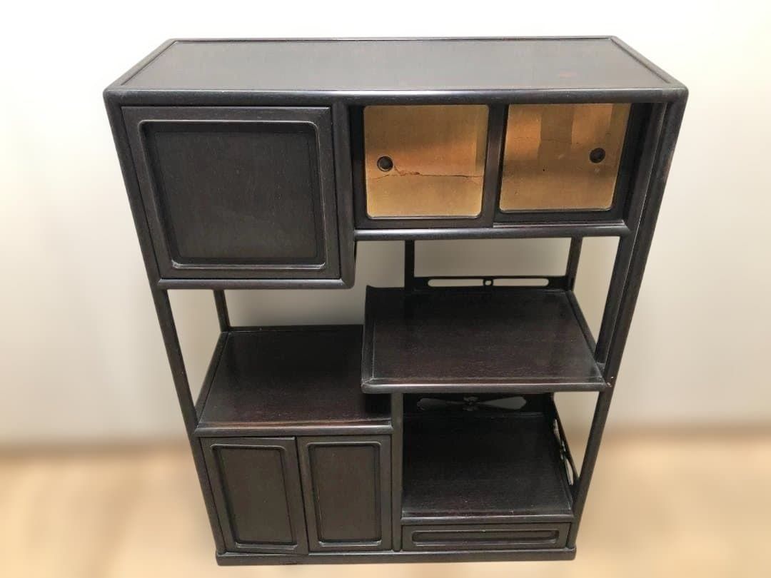 昭和レトロ和製アンティーク透かし彫り茶箪笥 茶箪笥 木製箪笥 ガラス扉 彫刻装飾付き 昭和レトロ - メルカリ