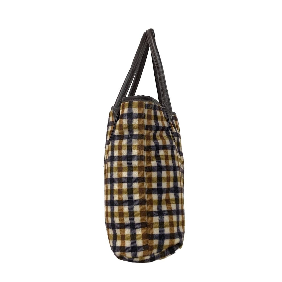 アクアスキュータム Aquascutum アイボリー×ダークブラウン×マルチ 
