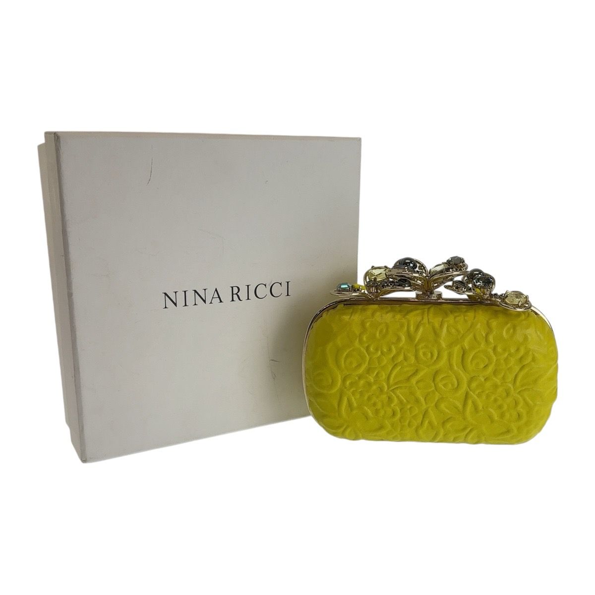 美品 NINA RICCI ニナリッチ イエロー ゴールド金具 レザー 斜め掛け  