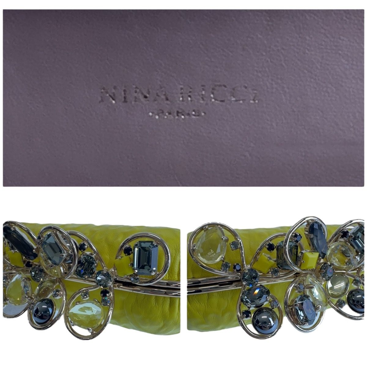 美品 NINA RICCI ニナリッチ イエロー ゴールド金具 レザー 斜め掛け  