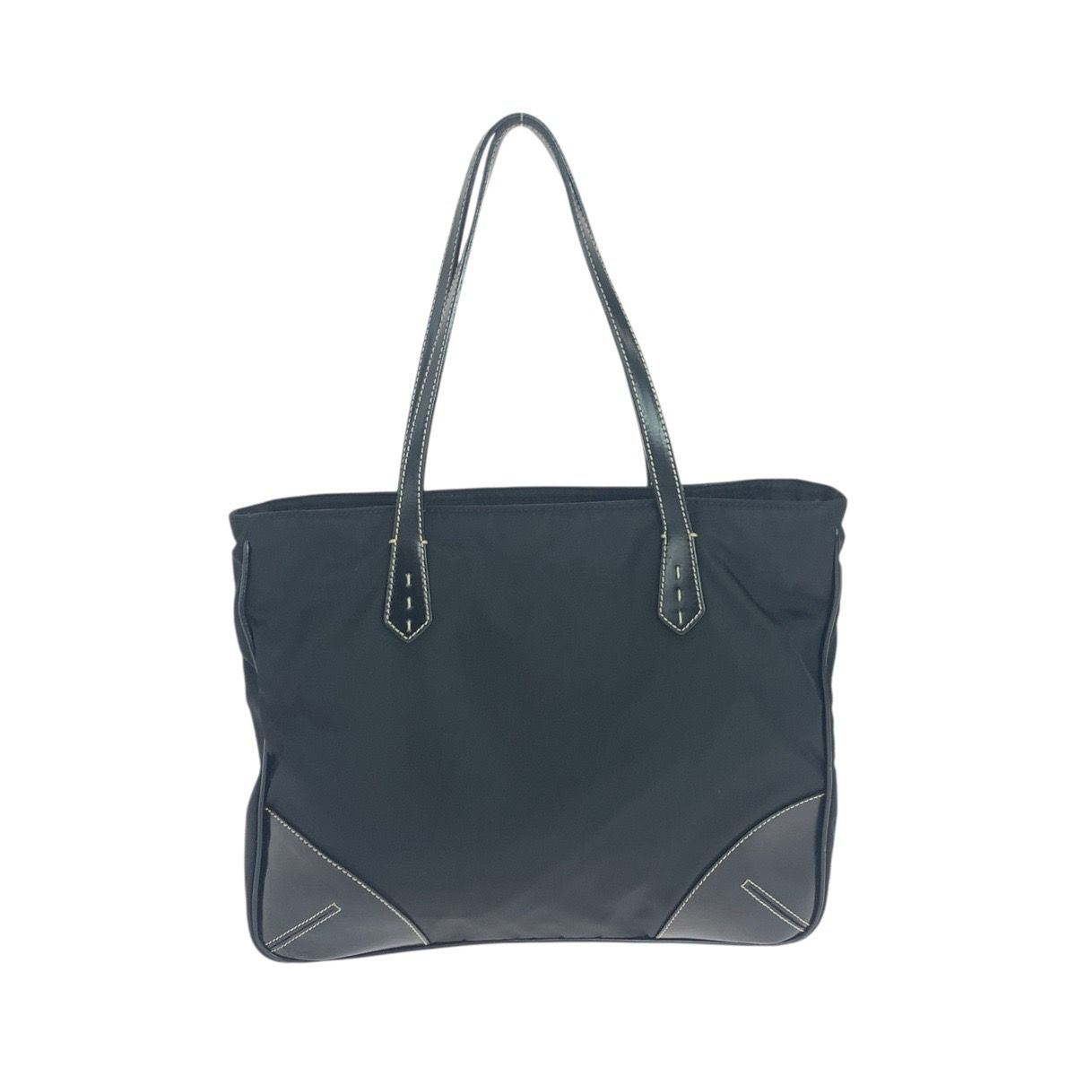 美品 PRADA プラダ テスート 三角ロゴプレート ブラック シルバー金具 