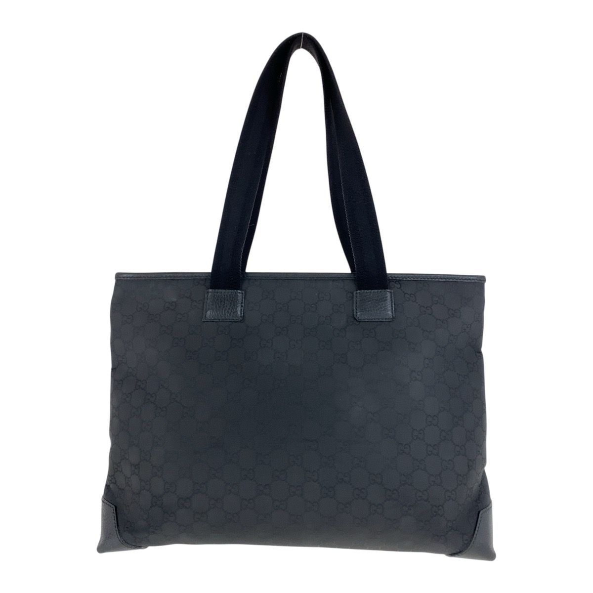 ■GUCCI（グッチ）美品 /ナイロン×レザー/ハンドバッグ/ブラック 黒 GUCCI グッチ ブラック 黒 シルバー金具 ナイロン/レザー 180449