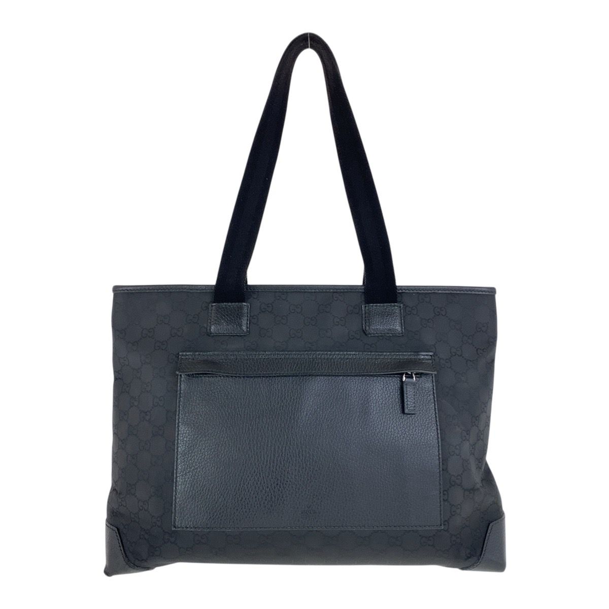 GUCCIブラックトートバッグ 合成皮革 GUCCI グッチ ブラック 黒 シルバー金具 ナイロン/レザー 180449