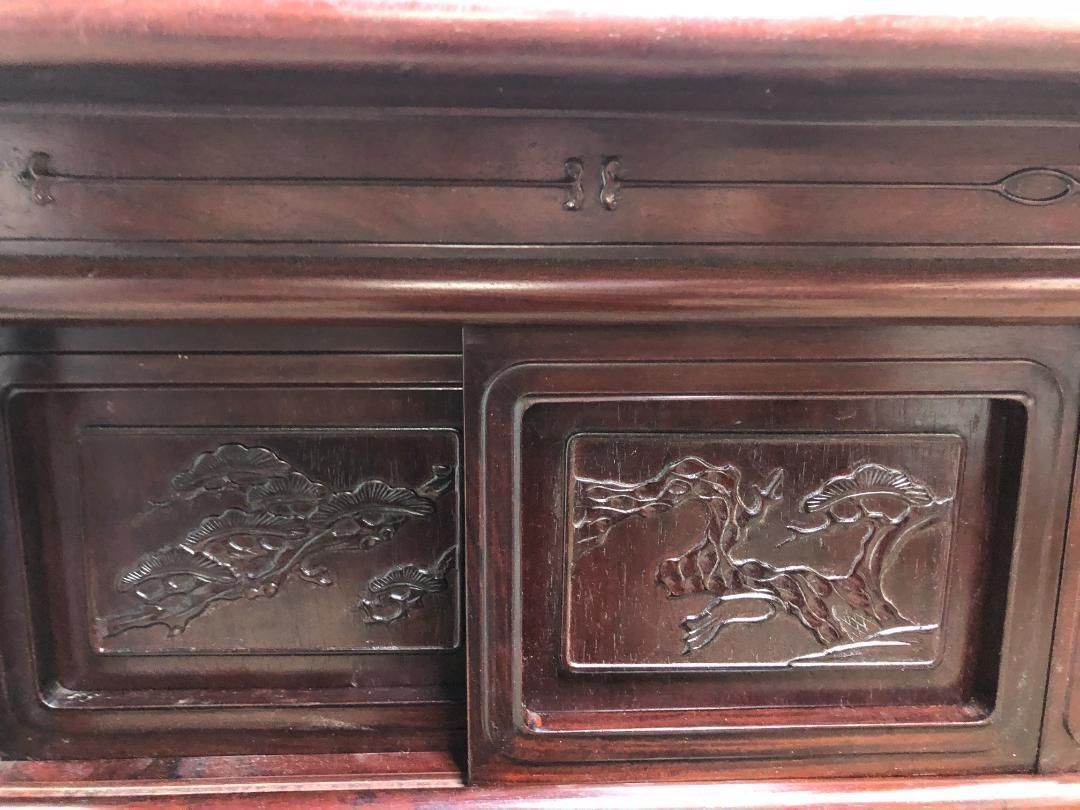 茶棚 茶箪笥 飾り棚 違い棚 茶道具透かし彫り 和箪笥 アンティーク