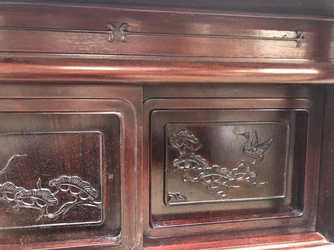 茶棚 茶箪笥 飾り棚 違い棚 茶道具透かし彫り 和箪笥 アンティーク